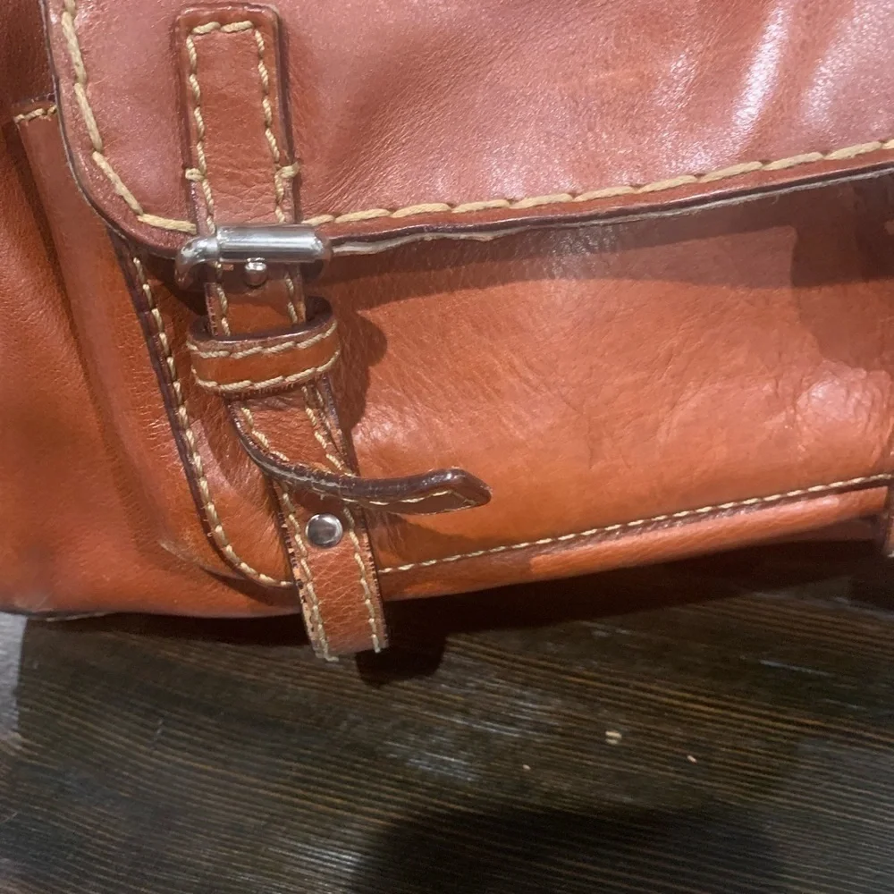 𝅺CHLOE Large Edith Vintage leather Satchel distressed cognac brown w/ stitching